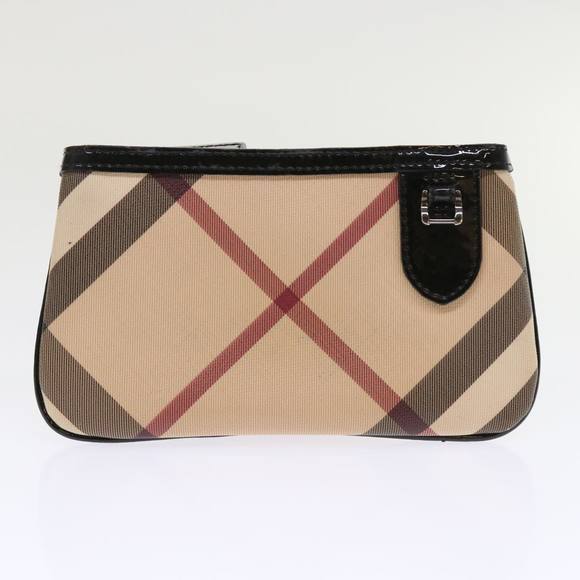 BURBERRY Nova Check Tote Bag PVC Leather Beige Auth yk7756 - Picture 12 of 16